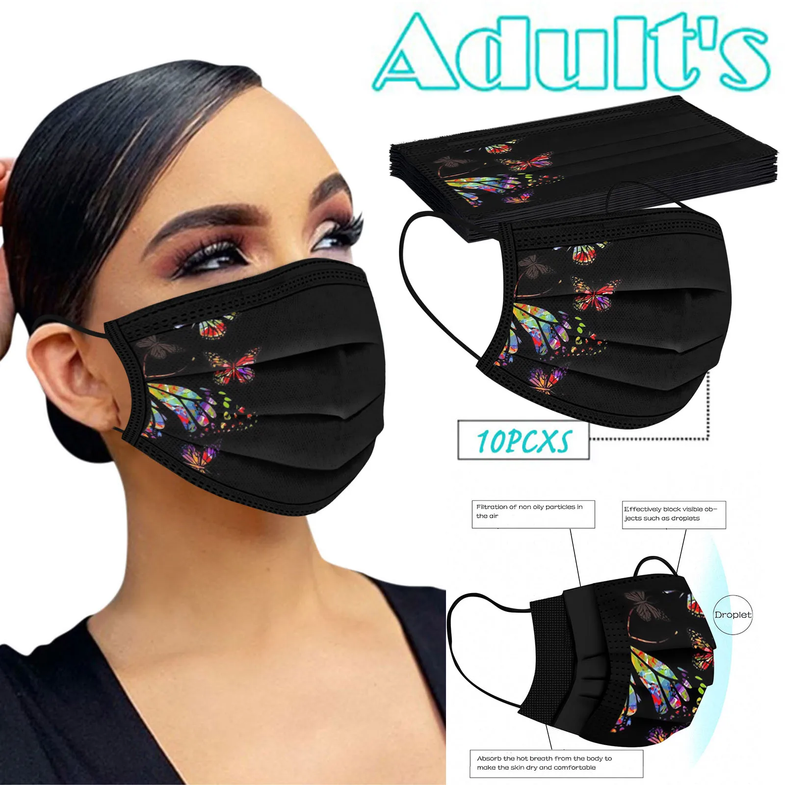 

Unisex Adult Winter Warm Disposable Masks Print Earloop Black Mask For Face Windproof маска для лица Mascarillas Mondkapjes